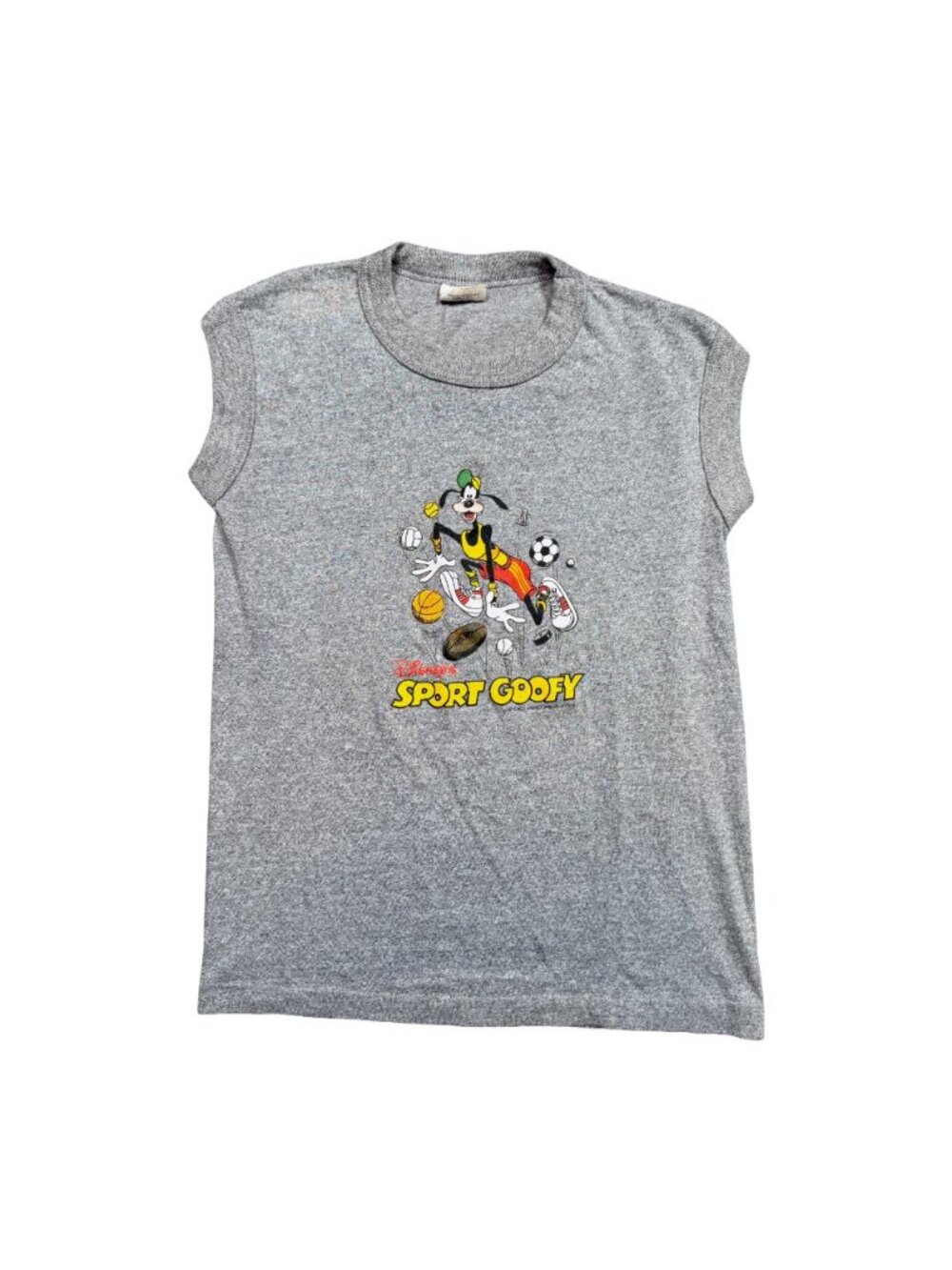 Vintage Disney Sport Goofy Kids Shirt Gray Sleeveless Youth L Tank 90s Tee